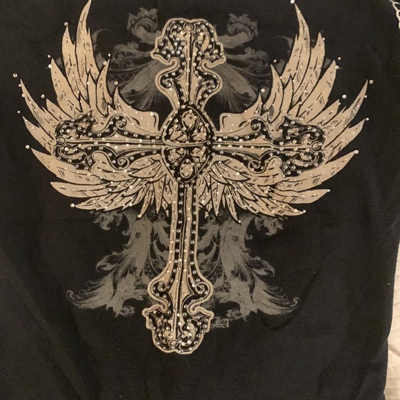 Designer Jeweled Cross Angel Wings Thick Stitching From Los Angeles Bus Stop❤️T2 - Picture 9 of 13